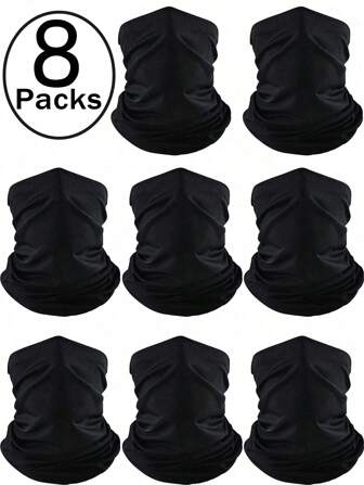 8Packs Neck Gaiter Face Mask Headwear Bandana Head Wrap Face Scarf Mask Neck Warmer Balaclava For Sports
