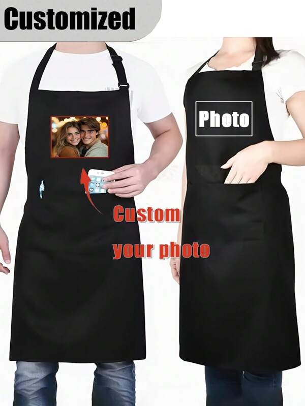 Personalisierbare individuelle Schürze - strapazierfähiger Polyesterstoff, ideal für Fotos, Geschenke für Freunde, Paare, Familie, Kollegen, Geburtstage, Jahrestage