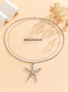 1pc Silver Starfish Pendant Metal Necklace