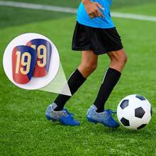 6 Pairs Mini Football Shin Guards, Master Red & Blue Striped, Thick , Adult Detachable, Suitable For All Seasons