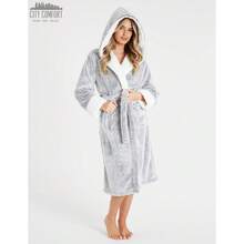 City Comfort Dressing Gown Fluffy Bath Robes Gift - Grey - View 6