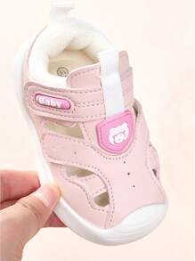 1 Par de sandalias de moda para interior/exterior para niños de 1 a 4 años, diseño patchwork elegante, transpirable, suela de TPR suave, ligero, cómodo, antichoque en la parte delantera, de corte bajo, diseño de fácil de poner, zapatos casuales para caminar en primavera/verano