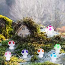 10 peças/20 peças/30 peças Mini Figura de Cogumelo Luminoso de Resina, Cogumelo Que Brilha no Escuro, Enfeite Colorido Pequeno de Cogumelo em Miniatura para Decoração de Jardim DIY, Paisagem, Aquário, Decoração de Festa