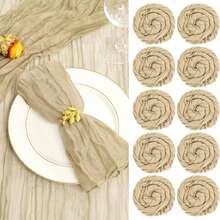 6/12/24pcs Cheese Cloth Napkins, Vintage Bohemian Cheese Cloth Napkins, 20x20 Inches (Approx. 50x50cm) Reusable Napkins For Party, Wedding, Dinner, Everyday Use, Reception Decor, Bridal Shower Table Decor