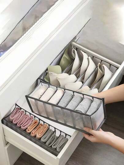 1pc Drawer Type Box With Compartments For Ties, Underwears And Bras Storage, Cloth Fabric Home Organizing Bin