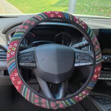 1 pieza Accesorios de protección para el volante del automóvil Estilo bohemio de lino sin anillo interior Funda elástica para el volante Funda elástica para el volante de múltiples colores Todo el año Universal