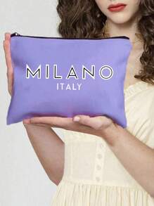 Printed With Letters MILANO Multi Functional Canvas Bag, Makeup Bag - Lightweight And Odorless Polyester Travel Wash Bag,Portable Makeup Bag, Perfect Travel Organizer For Cosmetics And Stationery, Canvas Bag,Fashionable Multifunctional Makeup Bag, Mother Makeup Bag, Travel Essentials, Dormitory Supplies, Bathroom Storage, Jewelry Storage, Lip Oil And Cosmetics Storage Bag School Supplies Pouch Make Up Bag Holiday Essentials,Mother's Day Gift