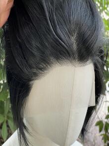 Short Gray & Black Bob Cut Synthetic Lace Front Wig For Women & Men Costume/Cosplay, Lightgray No Glue 13x4 Lace Front Wig - Multicolor - View 3