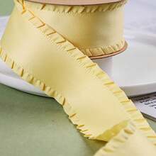 Ruffle Satin Ribbon, Thick Ruffled Woven Tape, DIY Bow Hair Accessories, High Density Wavy Edge Ribbon