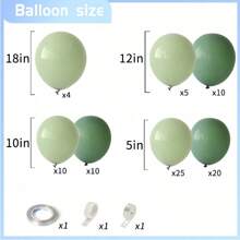 87pcs Vintage Olive Green Balloon Garland Arch Kit, Includes Different Sizes (5inch, 10inch, 12inch, 18inch) Green Latex Balloons, Suitable For Zoo Birthday Party Decor, Christmas, Mother's Day, Graduation