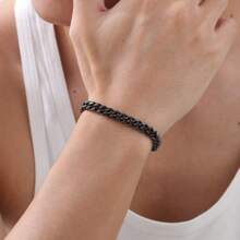 1 Stück minimalistisches Edelstahl Panzerkette Armband, Silber/Gold/Schwarz, modisches Geschenk für den besten Freund des Mannes