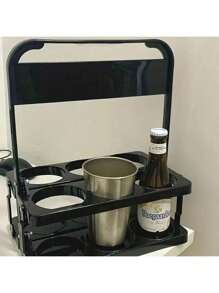 1 pezzo Cestino portatile vintage per 2/4/6 bottiglie di birra, rastrelliera per vino pieghevole, portabottiglie di birra, secchio portabottiglie di birra, cestino portatile per caffè, latte e tè, per uso quotidiano e forniture per feste, articolo essenziale per festival di birra