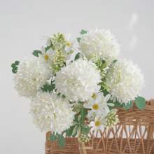 3 Buquês Artificial de Peônia, Hortênsia e Crisântemo, Flores Artificiais de Toque Real, Buquê de Mão para Noivas, Decoração para Casa e Escritório, Arranjos Florais Artificiais Centrais, Decoração de Jardim Externo, Casamento, Aniversário, Chá de Panela