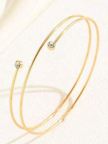 1pc Minimalist Elegant Fashion Crystal Armband, Suitable For Summer Parties And Weddings, Perfect Gift For Valentine's Day And Mother's Day, Accessory For Holidays And Events - Golden - View 4