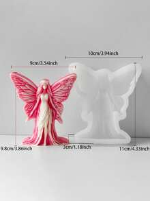 1 件迷人仙女蜡烛模具 - DIY 树脂和混凝土工艺套件带蝴蝶装饰 - 高温硅胶模具，易于脱模 - 耐用时尚的节日和生日装饰，烛台 - 白色 - 查看 4