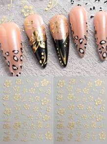 Hibiscus Flower 3D Nail Stickers Cherry Blossom Floral White/Black/Gold/Blue Florals Petal Nail Art Decals Sliders Manicure Nail Tips Decor,Y2K Star Adhesive Nail Art Supplies Decal For Women Nail Supplies DIY Manicure Decoration