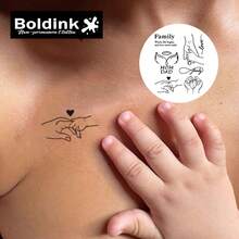 Boldink Family Commemorative Tattoo Sticker - Non-Permanent Waterproof | Sweet Mini Designs For Parents & Couples | Natural Matte Finish Lasts 2 Weeks | Simple 3-Step Application | Safe Temporary Tattoo Choice - Black - View 2
