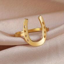 Anillo de geometría en forma de U único, minimalista y vintage para uso diario, vacaciones o festivales de música