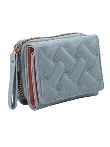 Women's Purse Fashion Embroidered Love Purse Three Fold Card Bag Multi-Card Wallet For Women Wallet Mini Wallet Purse Wallet Small Wallet - Blue - View 4