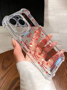 Funda Apple con diseño de pajarita y corazón, transparente, antigolpes, compatible con phone 4/15/16/16 Pro Max/12 Pro/11/Xr/Xs (material TPU), 1 unidad - Rojo - Ver 2