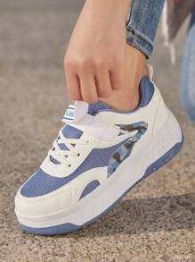 Zapatos deportivos para niñas con ruedas extraíbles para uso al aire libre, zapatos casuales versátiles con ruedas de monopatín para niños