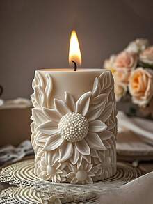 1 bucă matriță din silicon pentru floarea soarelui solară - matriță cilindrică sculptată cu artă unică și detaliată pentru lumânări parfumate, săpun, ceară, turnare de rășină care reprezintă speranța și credința | Decorarea casei | Design Lumânare Luminoasă | Ușor de curățat Suport pentru lumânări Decorare pentru lumânări Cadou de aniversare Decoratiuni DIY