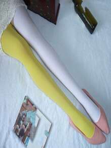 1 Pair Dual Color Pantyhose For Women, Sculpting, Slimming Leggings, Striped Tights, Sexy European Style