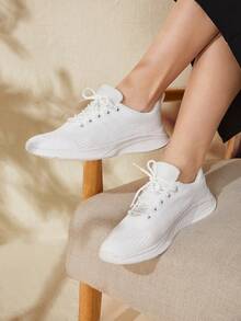 New Casual Running Shoes For Women, Breathable Soft Sole Sport Shoes, Spring/Summer - White - View 4