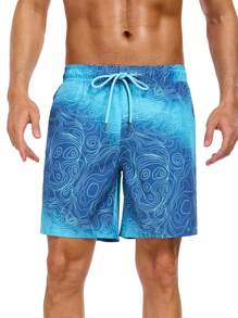 Nouveau style 2 en 1 Shorts de sport bleus pour hommes, Maillots de bain 5 pouces à séchage rapide, Shorts de plage avec doublure de compression, Maillots de bain pour hommes, Shorts de bain VG552-2
