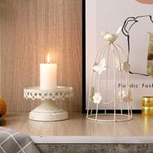 1PC Decorative Birdcage Candle Holders, For Pillar Candles, Black White Vintage Candle Holder, Metal Bird Cage Candle Stands, For Rustic Home Decor Table Wedding Centerpiece Bird Decor