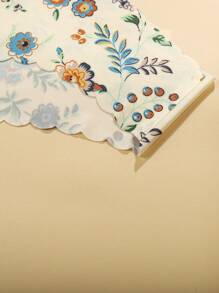 Pachet de 8 bucăți Chiloți triunghi pentru femei, fără sudură, cu margini ondulate, cu imprimeu floral, lenjerie de corp moale și netedă