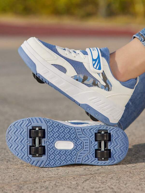 Outdoor Girls' Sports Shoes With Removable Wheels, Fashion Versatile Boys' Casual Roller Skateboard Shoes