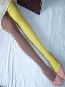 1 Pair Dual Color Pantyhose For Women, Sculpting, Slimming Leggings, Striped Tights, Sexy European Style