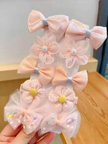 20pcs Cute Flower & Bow Hair Clips, Bangs Hairpins Hair Accessories, Won't Damage Hair