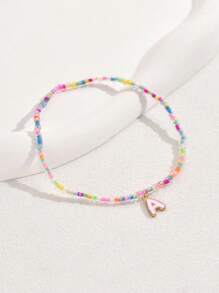 1 pieza Tobillera con estilo de playa, con 26 letras y cuentas de vidrio de color a la moda, adecuada para uso diario, un regalo pensado para la novia