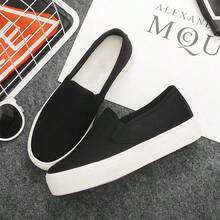 2025 Thick Sole Canvas Shoes, Women's Flat Loafers, Men's Casual Slip-On Sneakers, Versatile For All Seasons - Black - View 5