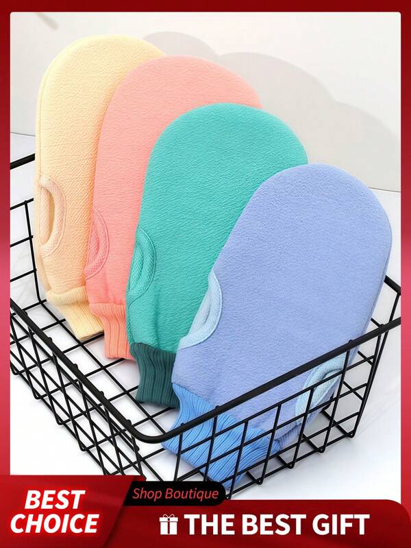 2pcs Exfoliating Bath Body Scrub Cleaning Mitt, Dead Skin Removal Glove, Dual-Sided Body Cleaning Tool For SPA Foam Massage, Exfoliating Towel, Reversible Bath Mitt For Peeling, Suitable For Hydrotherapy, Massage And Body Scrubbing, Body Scrub Bath Accessories, Dead Skin Remover And Face Massager, Green, Pink, And Blue