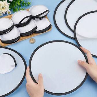 Éventail pliant portable d'été, éventail pliant de 9,8 pouces (24,9 cm) avec bordure noire, livré avec un sac de rangement, convient pour les mariages, les fêtes, les activités extérieures