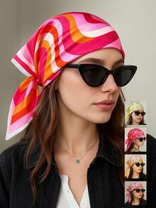 1 New Arrival Fashionable 70cm Women Satin-Like Versatile Accessories For Daily Use, Suitable For All Seasons, Bandanatop Silkscarf Silk Bandana, - Multicolor - View 1