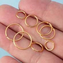 24pcs/Set 9 Minimalist 20G Nose Rings, Nose Studs, Lip Rings, Earrings, 316 Stainless Steel Hypoallergenic Vacuum Plated Y2K Style, Multi-Color - Silver - View 4