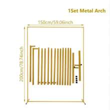 1Set Heavy-Duty Background Stand With Base, Gold Portable Adjustable Tube And Hanging Background Stand Kit, Square Metal Arch Party Frame, Suitable For Wedding Venue Decoration, Birthday, Party And Banquet Decoration Props, Holiday Decoration Outdoor Balloon Holder