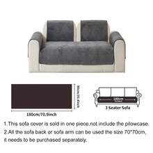 1pc Thick Plush Sofa Cover, Non-Slip Sofa Pad, Minimalist & Modern Dust-Proof Washable, Pet-Friendly Sofa Protector For Bedroom, Office, Living Room - Dark Grey - View 8