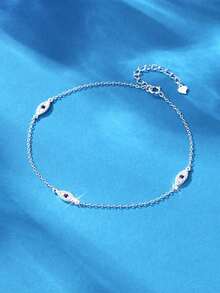 1Pc Devil'S Eye 925 Sterling Silver Anklet For Women Bohemia Adjustable Anklet Perfect For Daily Wear Bridal Jewelry Fine Jewelry - Silver - View 2