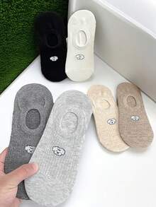 6 Pairs Of Women's Socks, Cartoon Dog Invisible Socks, Spring And Summer Breathable Sweat Absorption With Boat Socks, All Simple Socks - Multicolor - View 5