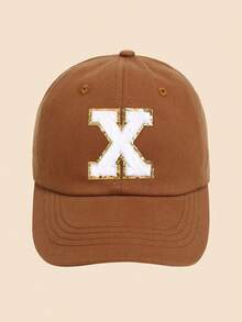 1pc Solid Caramel Color Letter Decor Baseball Cap, For Girls Ages 1-5 Years Old, Suitable For Spring/Summer Everyday Casual Wear - Caramel - View 15