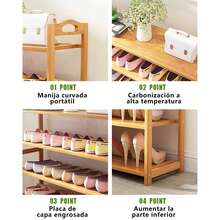 Zapateras Almacenamiento Zapatos Bamboo En Plano 6 Niveles Mueble Hogar De 30 Pares - Caqui - Ver 7