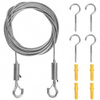 Set di cavi in acciaio inossidabile da 6 m, kit multifunzione per aste tende, stendini, tende, piante rampicanti, tende da doccia, con spessore di 2 mm, per decorazione della casa e della stanza
