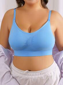 3pcs/Set Plus Size Seamless Wireless Maternity Nursing Bra, Front Button, Breathable, Lift Support