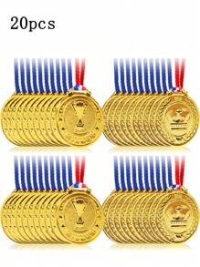 1/5/10/20/30 piezas Medallas de premio de plástico dorado a granel con patrón de corona para deportes, juegos, competiciones, de vuelta a la escuela, regalos de fiesta y decoraciones para el comienzo de la temporada escolar