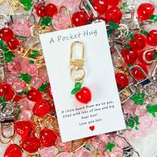 1/5/10pcs Cute Fruit Design Pocket Hug Card Gift Set, Apple/Strawberry/Cherry Shaped Keychain Charm, Backpack Decor, Wedding Party Favors, Encouragement Tokens, Home Decorations, Gifts For Family, Friends, Wedding Guests, Special Birthday, Wedding, Valentine's Day, Graduation, Back To School